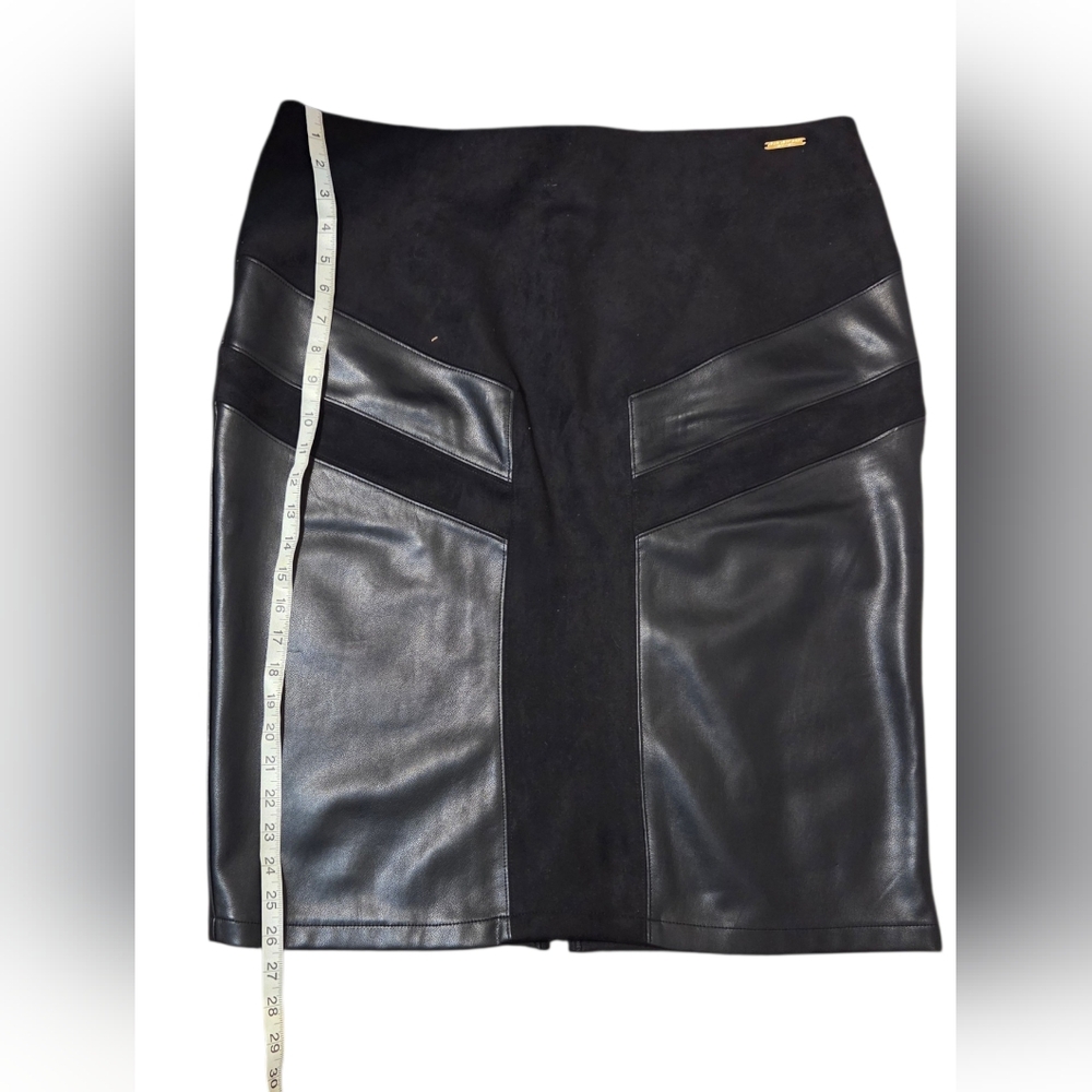 Marc New York Black Leather Pencil Skirt